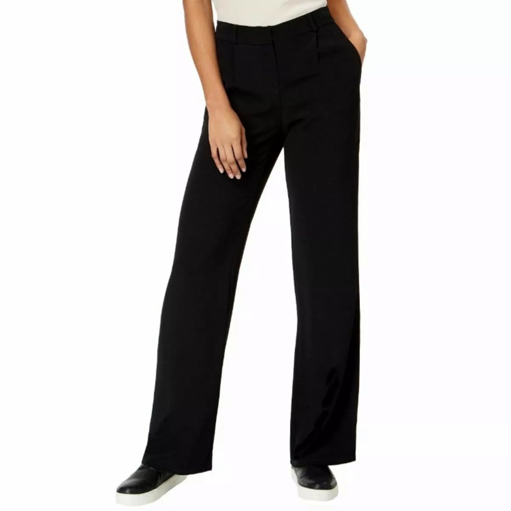 Eileen Fisher Crepe Wide Leg Trouser Pants Black 4